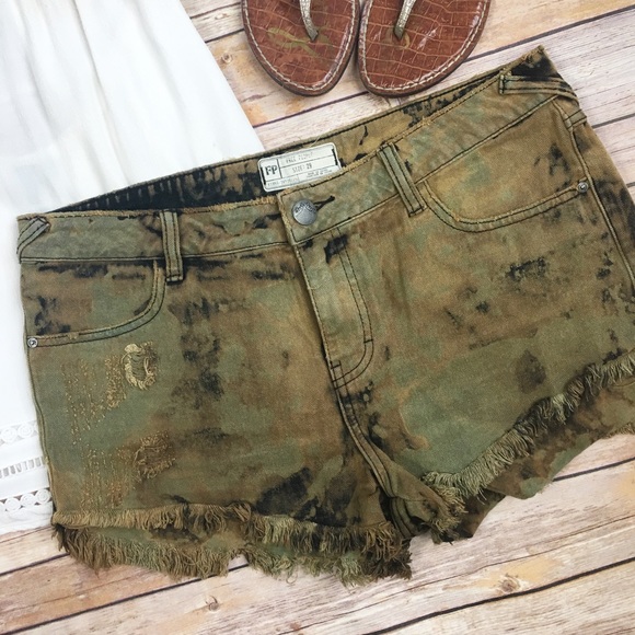 Free People Pants - Free People Distressed Tie Dye Washed Shorts